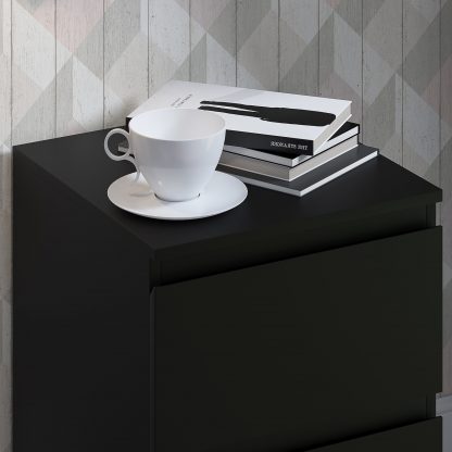 Stora 2 Drawer Bedside - Matt Black - Image 4