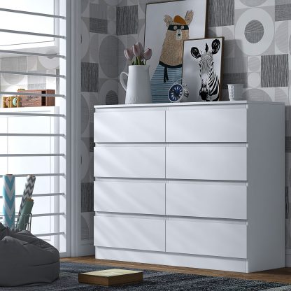 Stora 8 Drawer Chest Of Drawers - Matt White - Image 3