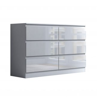 Stora Wide White Gloss 6 Drawer Chest