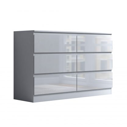 Stora Wide White Gloss 6 Drawer Chest