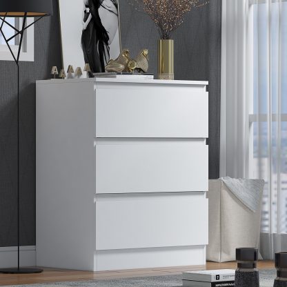 Stora matt white 3 drawer chest lifestyle a