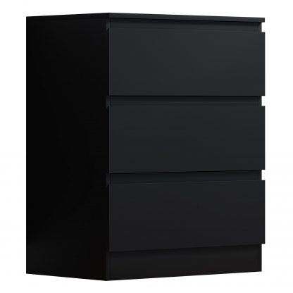 Stora 3 Drawer Chest of Drawers - Matt Black - Image 2