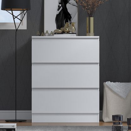 Stora 3 Drawer Chest of Drawers - Matt White - Image 4