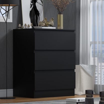 Stora matt black 3 drawer chest lifestyle a