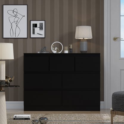 Stora 7 Drawer Merchant Chest - Matt Black - Image 4