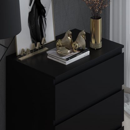 Stora 3 Drawer Chest of Drawers - Matt Black - Image 7