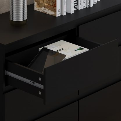 Stora matt black 6 drawer chest drawer detail a