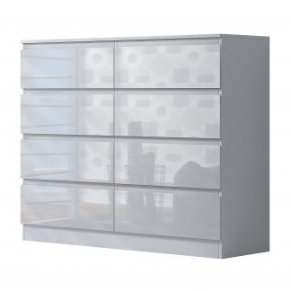 Stora Wide White Gloss 8 Drawer Chest
