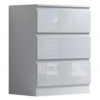 Stora Scandinavian Style White Gloss 3 Drawer Chest of Drawers
