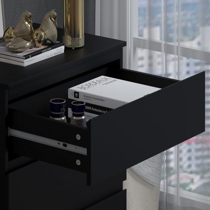 Stora 3 Drawer Chest of Drawers - Matt Black - Image 8