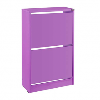 Wide Two Tier Shoe Storage Cabinet - Holds up to 14 Pairs in Purple