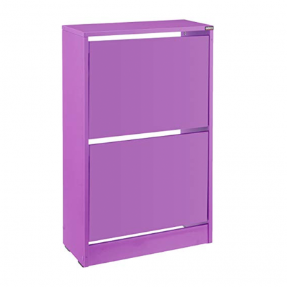 Wide Two Tier Shoe Storage Cabinet - Holds up to 14 Pairs in Purple