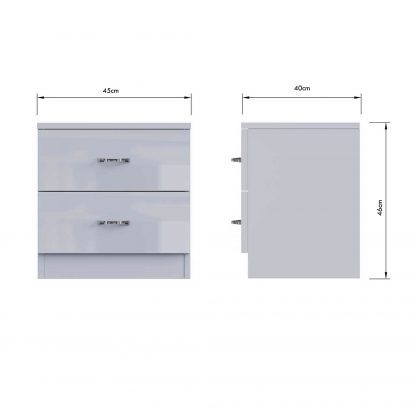 Chilton Bedside Cabinet Table - Grey Gloss - Image 8