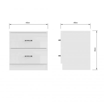 Chilton Bedside Cabinet Table - White Gloss - Image 8