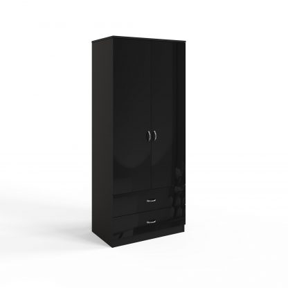 Chilton black gloss 2 door 2 drawer wardrobe ang co