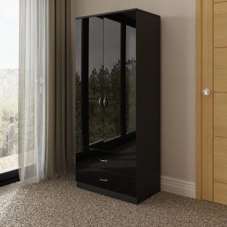 Chilton black gloss 2 door 2 drawer wardrobe lifestyle a