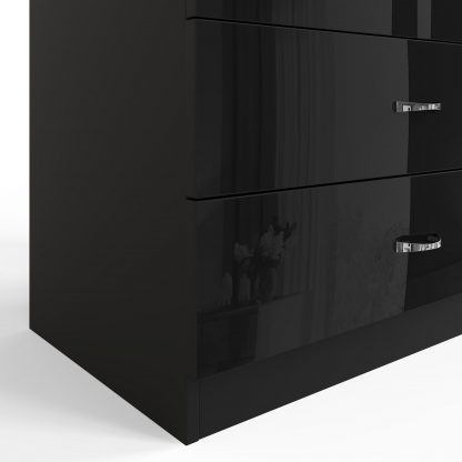 Chilton black gloss 2 door 2 drawer wardrobe detail a