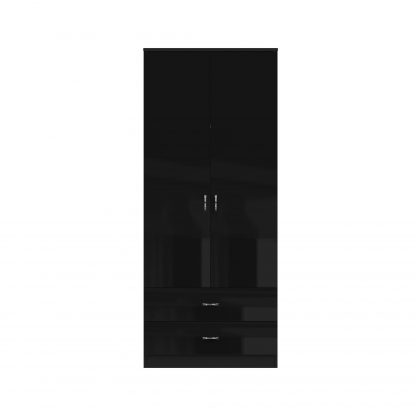 Chilton black gloss 2 door 2 drawer wardrobe so co