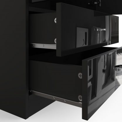 Chilton black gloss 2 door 2 drawer wardrobe drawer detail open
