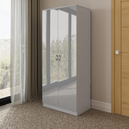 Chilton grey gloss 2 door wardrobe lifestyle a