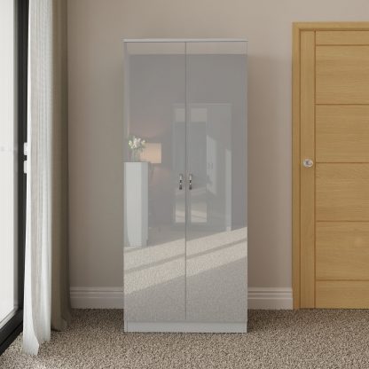 Chilton grey gloss 2 door wardrobe lifestyle b