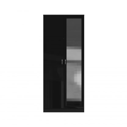 Chilton black gloss 2 door mirrored wardrobe so co