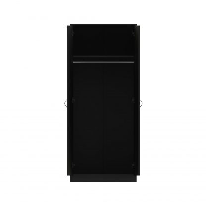 Chilton black gloss 2 door mirrored wardrobe so open