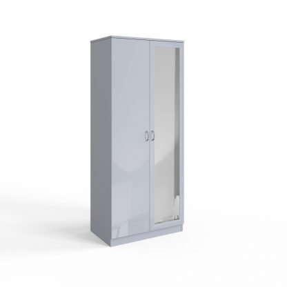 Chilton grey gloss 2 door mirrored wardrobe ang co