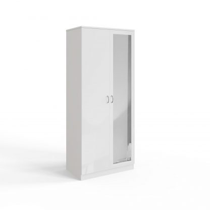 Chilton white gloss 2 door mirrored wardrobe ang co