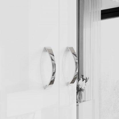 Chilton white gloss 2 door mirrored wardrobe handle detail