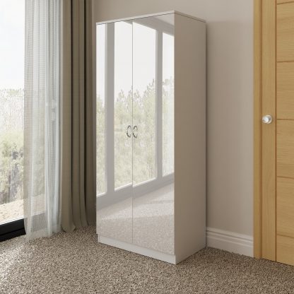 Chilton white gloss 2 door wardrobe lifestyle a