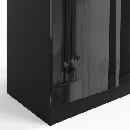 Chilton black gloss 2 door wardrobe base detail
