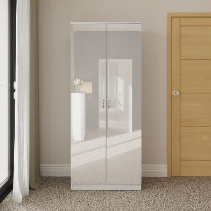 Chilton white gloss 2 door wardrobe lifestyle b