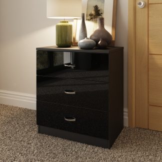 Chilton black gloss 3 drawer chest lifestyle