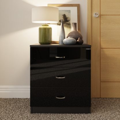 Chilton black gloss 3 drawer chest lifestyle b