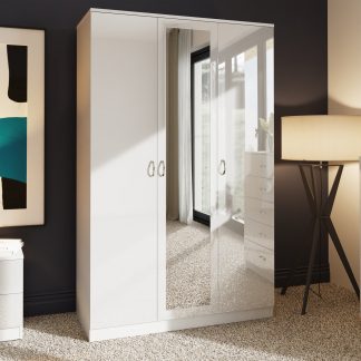 Chilton white gloss 3 door wardrobe lifestyle a