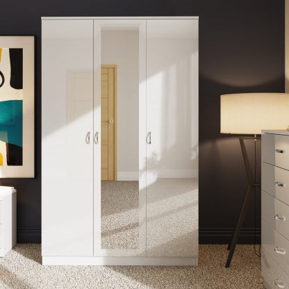 Chilton white gloss 3 door wardrobe lifestyle b