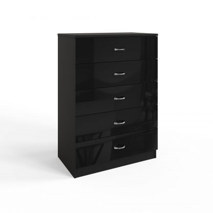 Chilton black gloss 5 drawer chest ang co