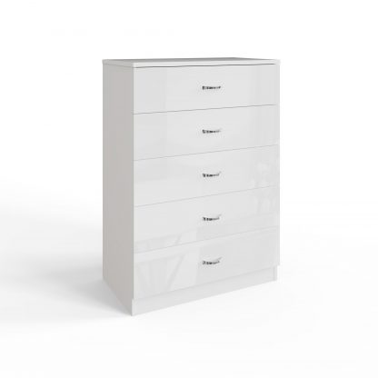 Chilton white gloss 5 drawer chest ang co
