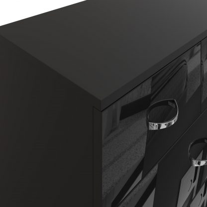 Chilton black gloss 6 drawer chest detail