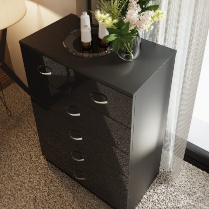 Chilton black gloss 6 drawer chest top view