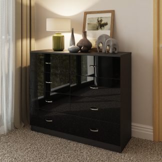 Chilton black gloss 8 drawer chest lifestyle a