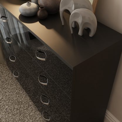 Chilton black gloss 8 drawer chest top view