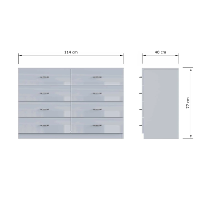 FWStyle Chilton 8 Drawer Chest Of Drawers - Grey Gloss Front - Image 2