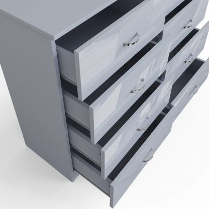 Chilton grey gloss 8 drawer chest drawer detail