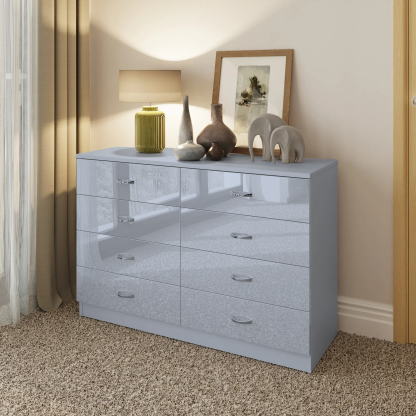 FWStyle Chilton 8 Drawer Chest Of Drawers - Grey Gloss Front - Image 3