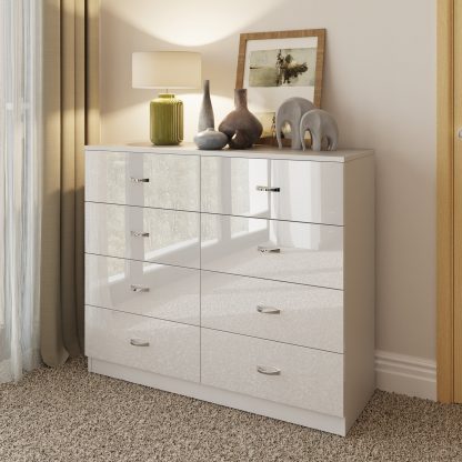 Chilton white gloss 8 drawer chest lifestyle a