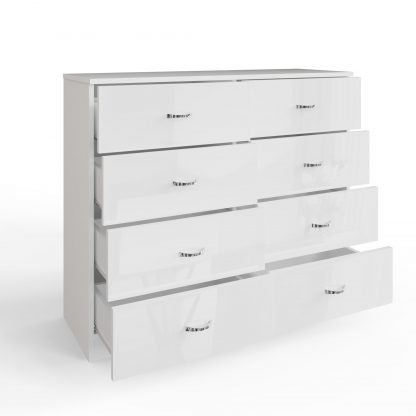 Chilton white gloss 8 drawer chest open co
