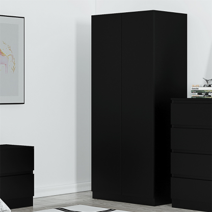Stora Modern 2 Door Double Wardrobe - Matt Black - Image 3