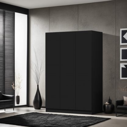 Stora matt black 3 door wardrobe lifestyle a